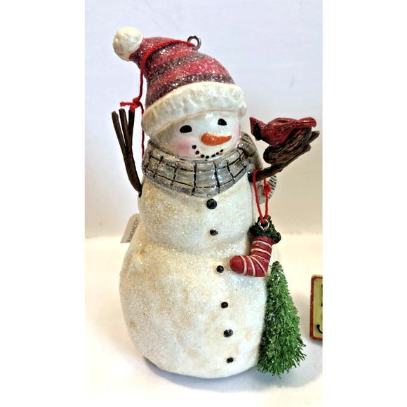 Demdaco Wendy Wiinanen Snowman w/ Cardinal Ornament Resin Figurines Let it Shine - Picture 2 of 6
